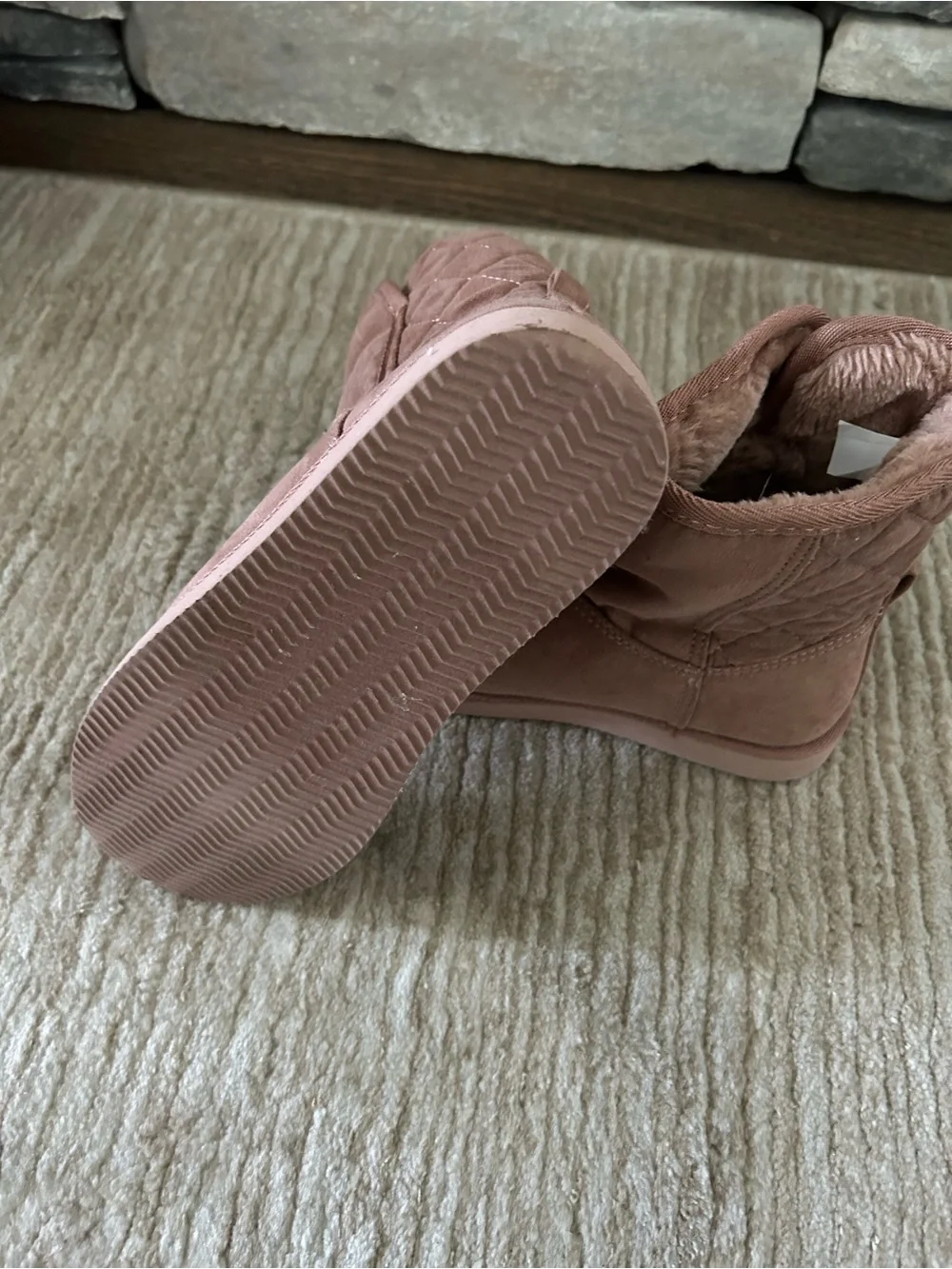 Girls Cozy Faux-Shearling Short Boots - Dusty Rose